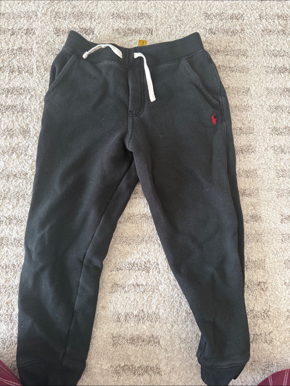 Polo by Ralph Lauren Black Kids Jogger Sweatpants with Red Logo